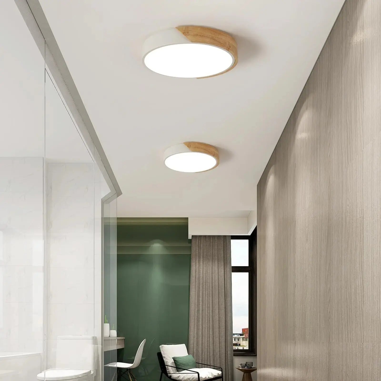 Aren – Modern LED Ceiling Lamp with Wooden Edge for Warm, Stylish Lighting Monalume