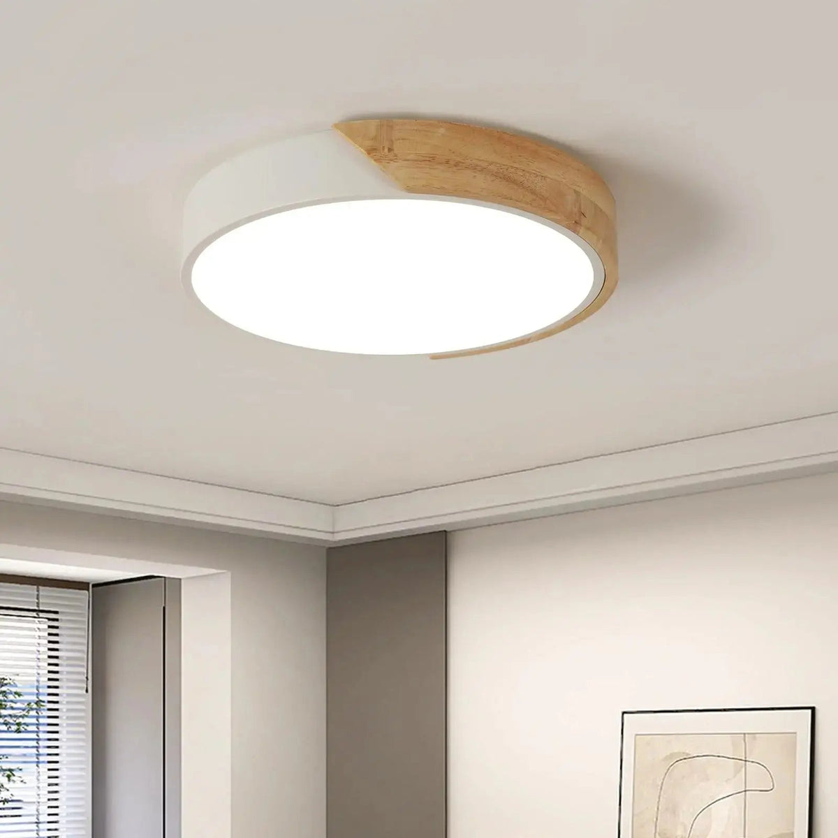 Aren – Modern LED Ceiling Lamp with Wooden Edge for Warm, Stylish Lighting Monalume