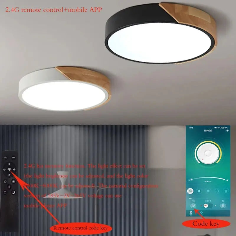 Aren – Modern LED Ceiling Lamp with Wooden Edge for Warm, Stylish Lighting Monalume