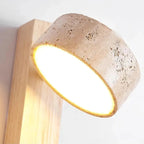 Japandi Travertine & Wood Rotatable Wall Lamp – Sorei lampasa.com