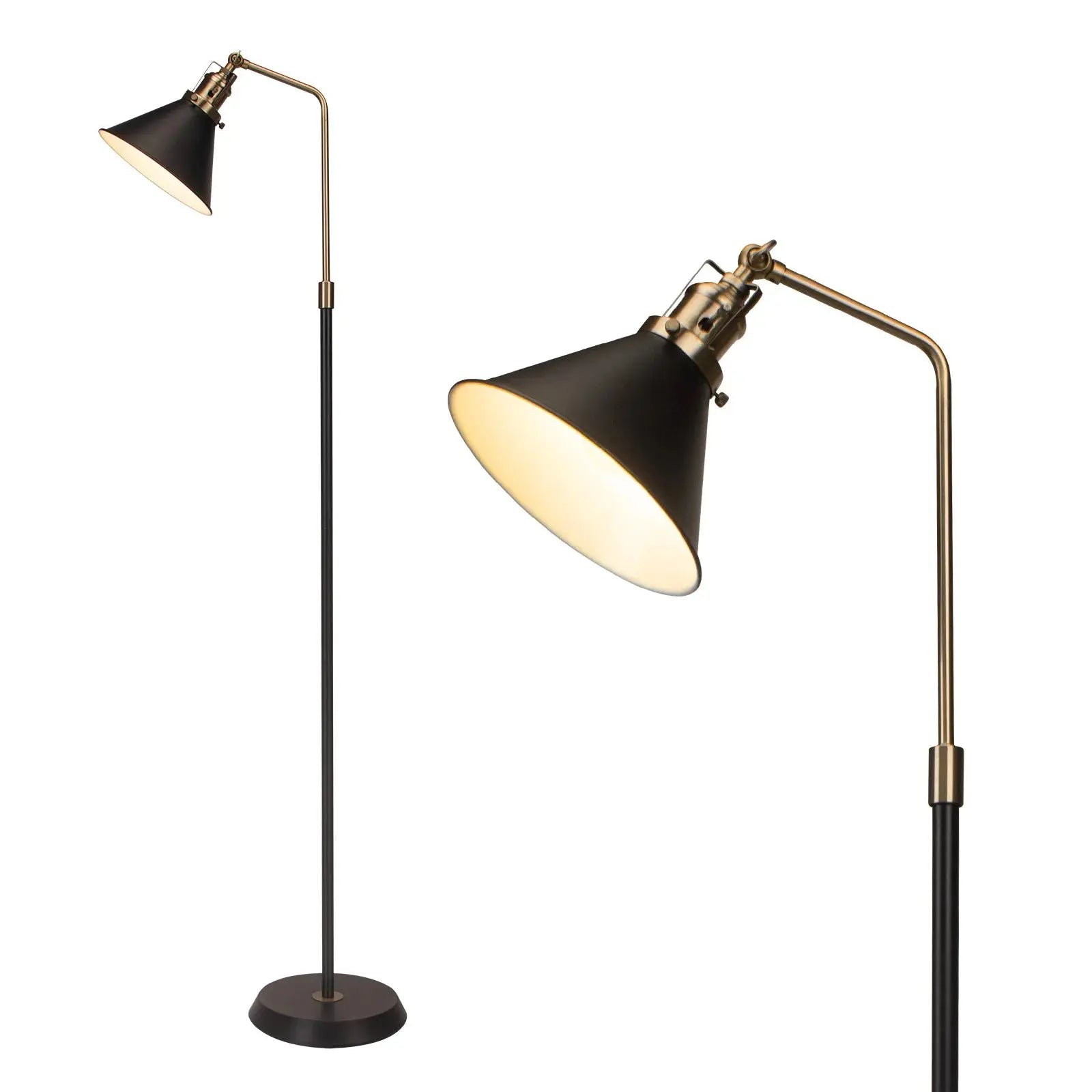 Novryn – Vintage Black & Gold Industrial Metal Floor Lamp Lampasa.com