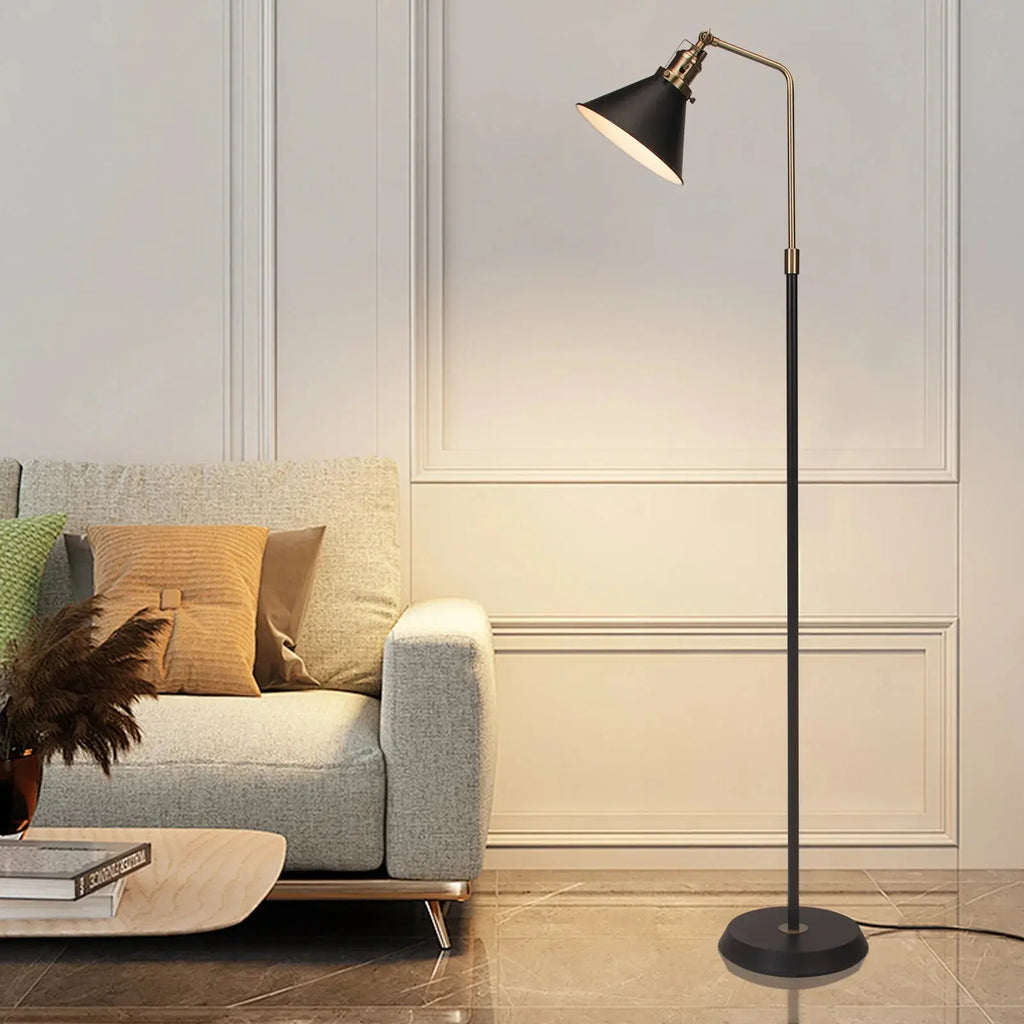 Novryn – Vintage Black & Gold Industrial Metal Floor Lamp Lampasa.com