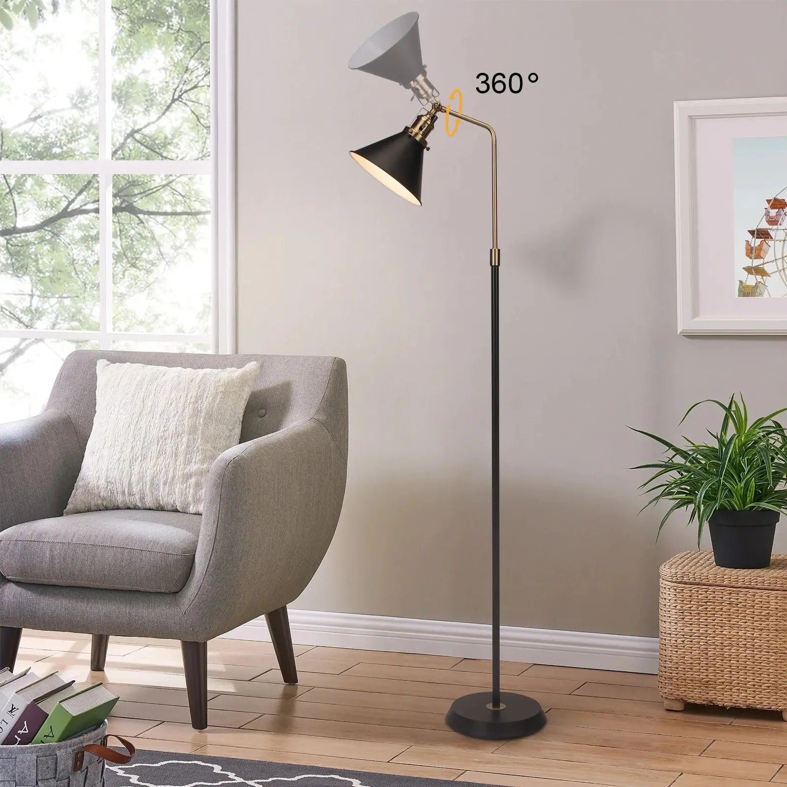 Novryn – Vintage Black & Gold Industrial Metal Floor Lamp Lampasa.com