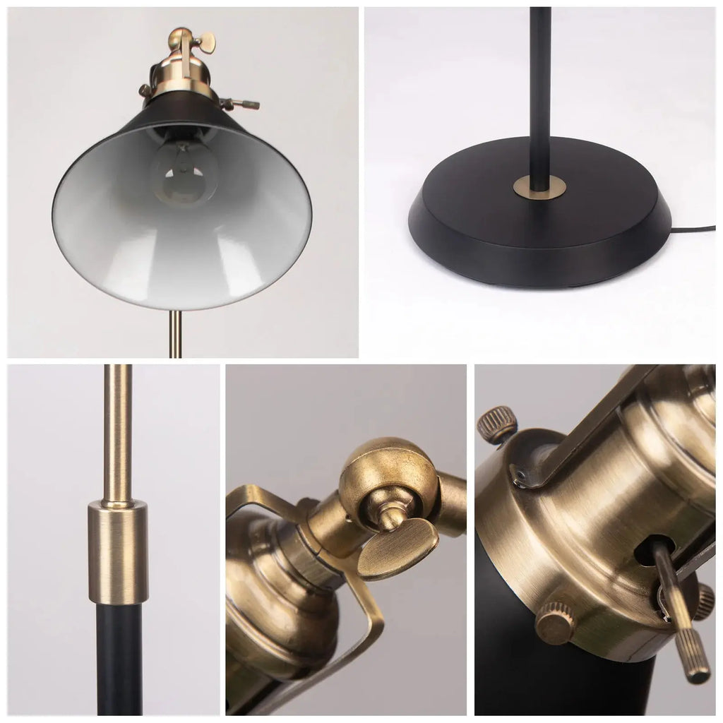Novryn – Vintage Black & Gold Industrial Metal Floor Lamp Lampasa.com