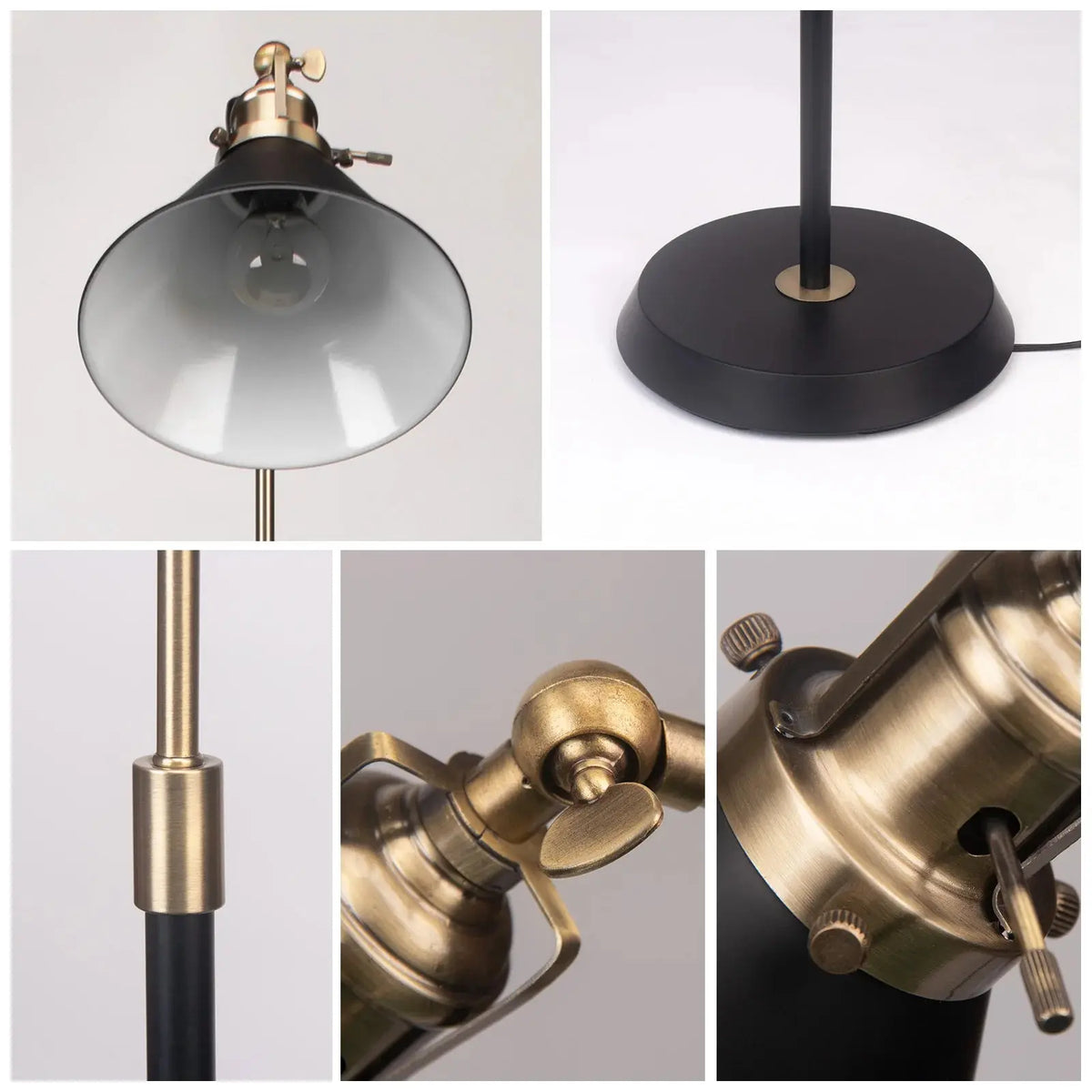 Novryn – Vintage Black & Gold Industrial Metal Floor Lamp Lampasa.com