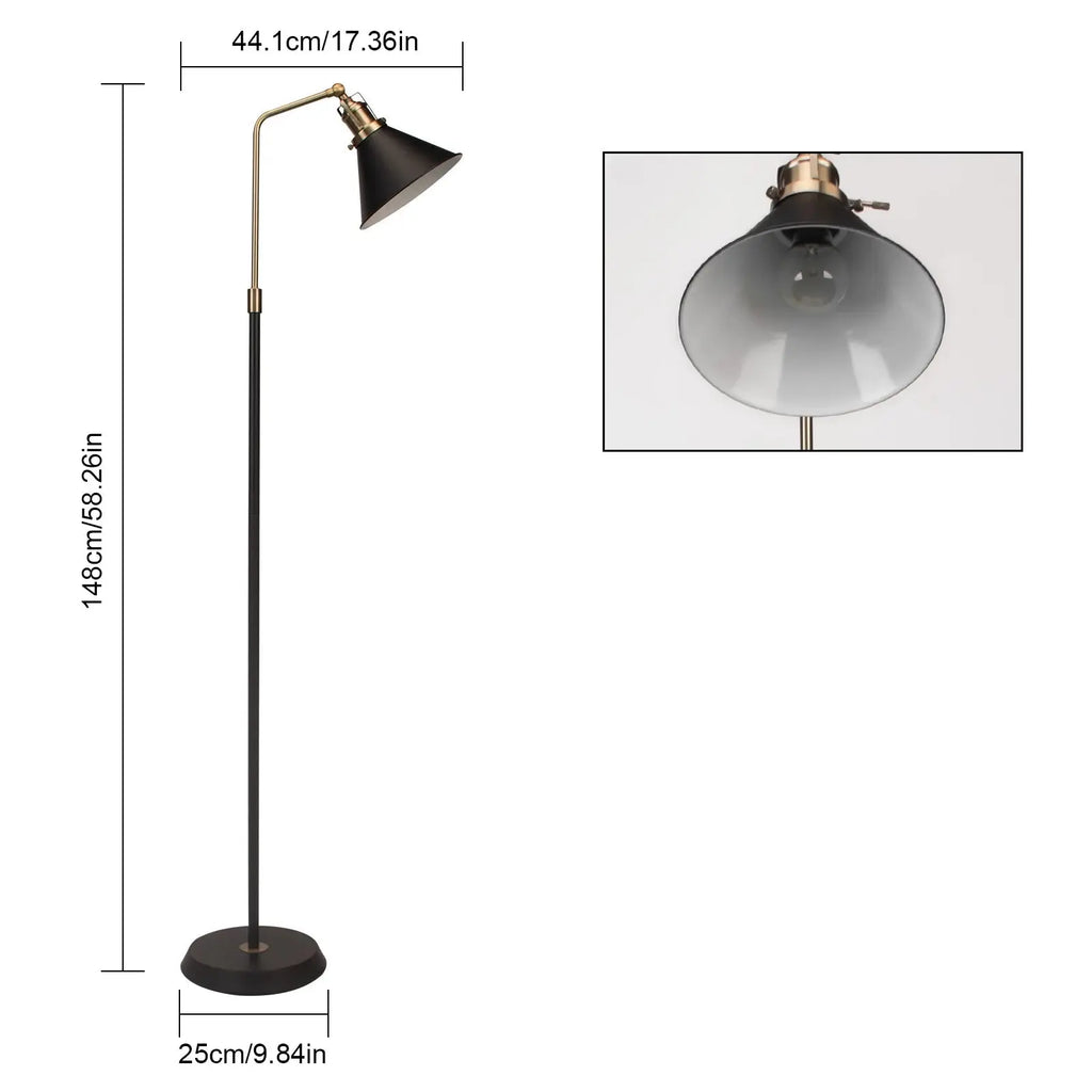 Novryn – Vintage Black & Gold Industrial Metal Floor Lamp Lampasa.com