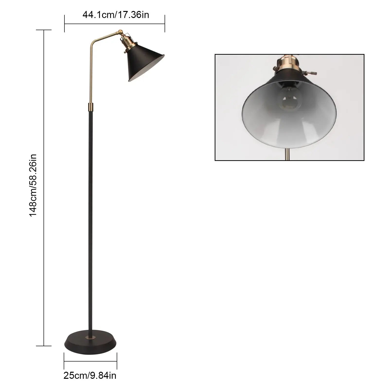 Novryn – Vintage Black & Gold Industrial Metal Floor Lamp Lampasa.com