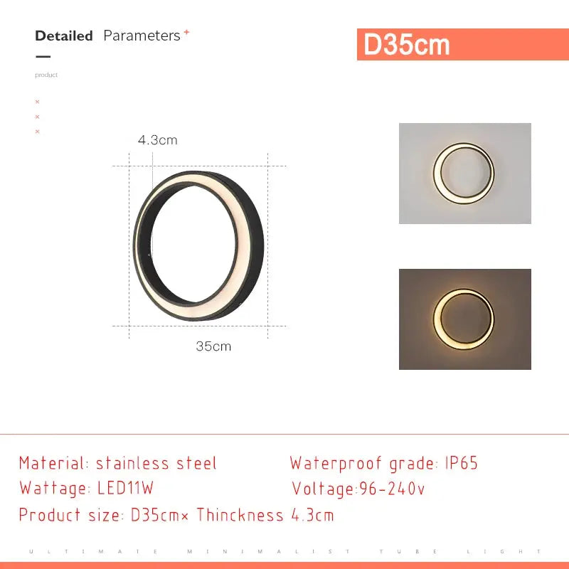 Myra – Waterproof IP65 Outdoor Ring LED Wall Lamp for Reliable Exterior Lighting Monalume