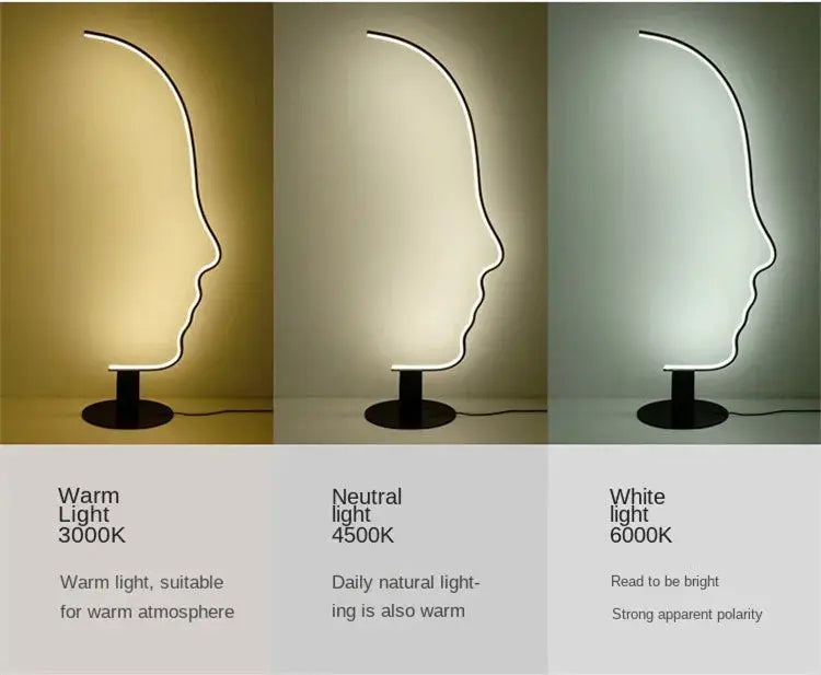 Madeline™ – Nordic Human Face Dimmable LED Floor Lamp for Artistic, Adjustable Lighting Monalume