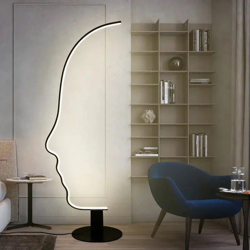 Madeline™ – Nordic Human Face Dimmable LED Floor Lamp for Artistic, Adjustable Lighting Monalume