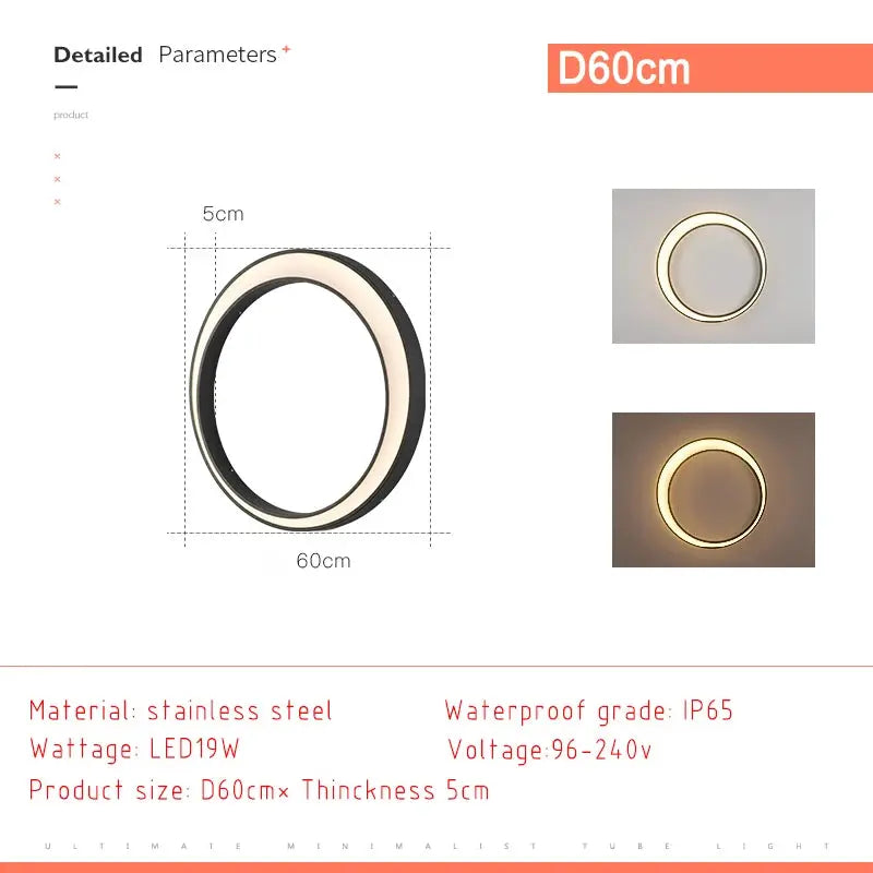 Myra – Waterproof IP65 Outdoor Ring LED Wall Lamp for Reliable Exterior Lighting Monalume