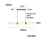 Albert – Dimmable Linear LED Pendant Light with White Alabaster Marble Design for Dining Tables and Bars Monalume.com