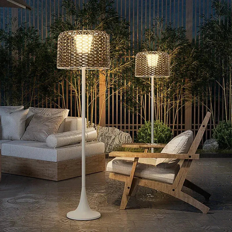 Jorunn – Waterproof IP54 Outdoor Solar LED Rattan Floor Lamp for Eco-Friendly Spaces Monalume