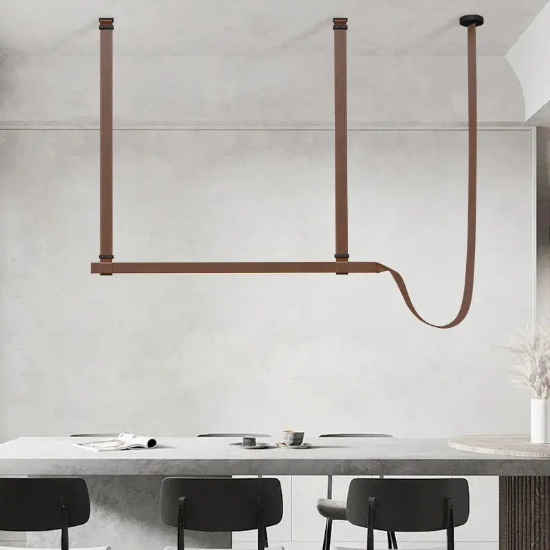 Verdandi – Minimalist Dimmable LED Pendant Light with Leather Belt Design for Dining Tables and Bars Monalume.com