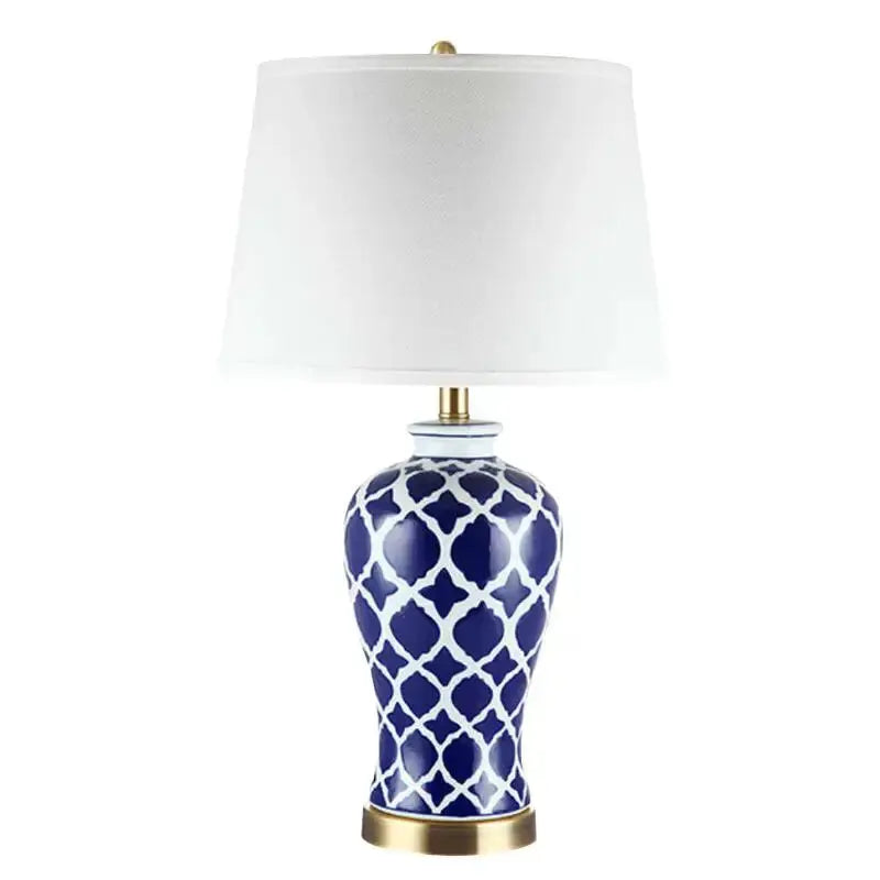 Jakob – Elegant Blue & White Ceramic Table Lamp for Classic Home Decor Monalume