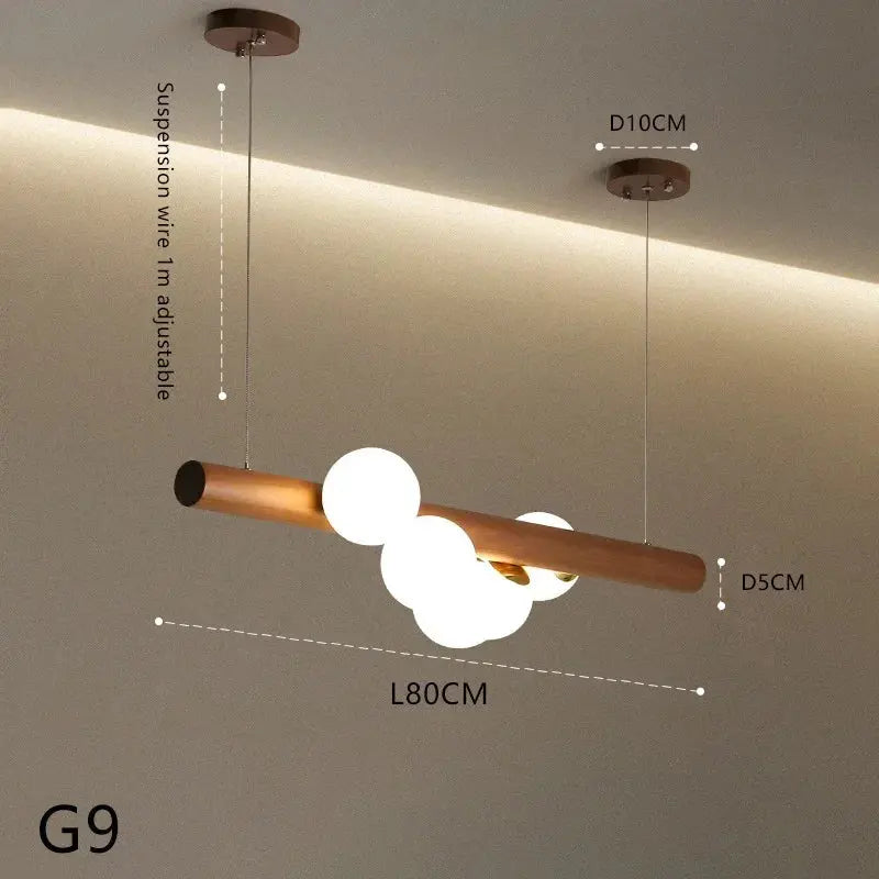 Danby – Nordic Wooden and Glass Ball LED Pendant Lamp for Warm, Modern Decor Monalume
