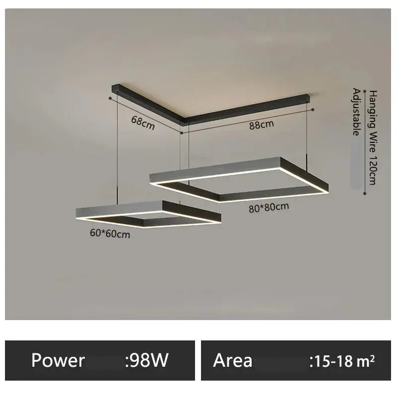 Zerel – Scandinavian Elegant Modern Square Dimmable LED Pendant Lamp Lampasa.com