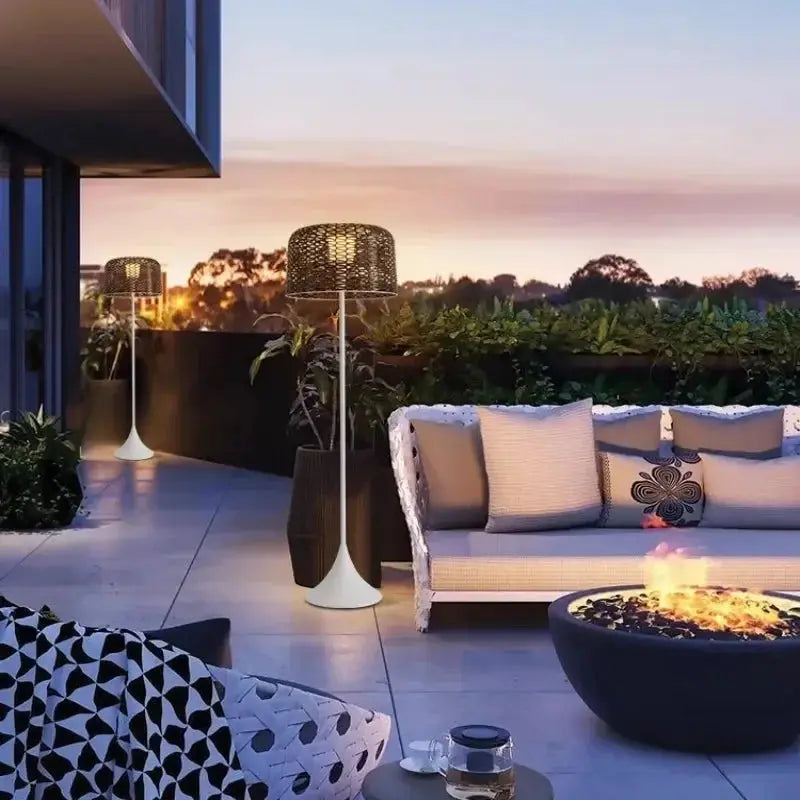 Jorunn – Waterproof IP54 Outdoor Solar LED Rattan Floor Lamp for Eco-Friendly Spaces Monalume