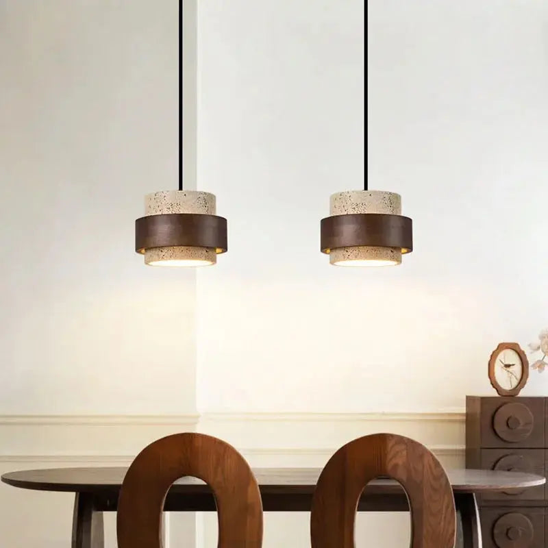 Josefin – Natural Stone & Wood LED Pendant Lamp Lampasa.com