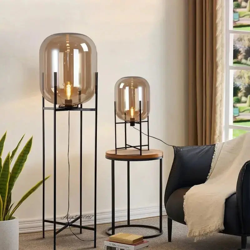 Hermann – Nordic Large Glass LED Table and Floor Lamp for Cozy Spaces Monalume