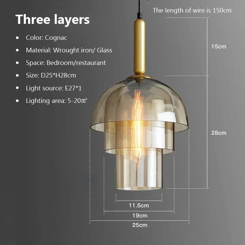 Selene – Modern Amber Glass LED Pendant Lamp Lampasa.com