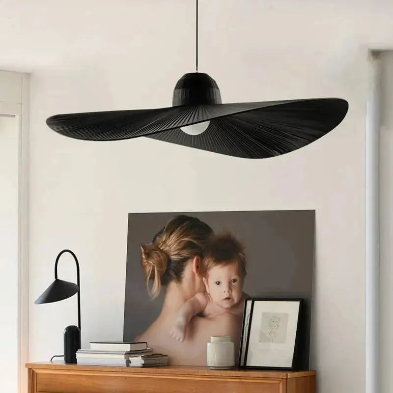 Rayna – Nordic LED Pendant Light with Straw Hat inspired Design Monalume.com