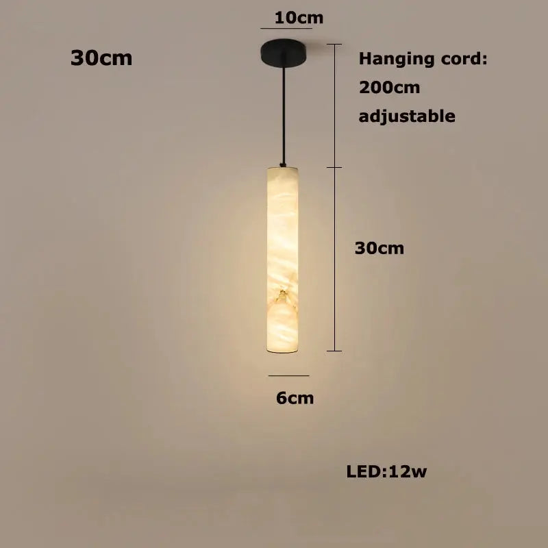 Albert – Dimmable Linear LED Pendant Light with White Alabaster Marble Design Monalume.com