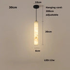 Albert – Dimmable Linear LED Pendant Light with White Alabaster Marble Design Monalume.com