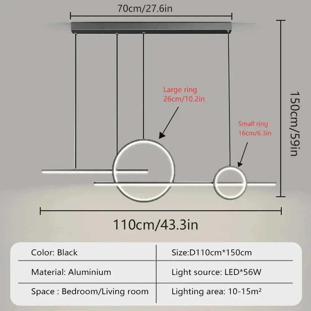 Vegard – Minimalist Double Ring Dining Table Dimmable LED Pendant Lamp Lampasa.com