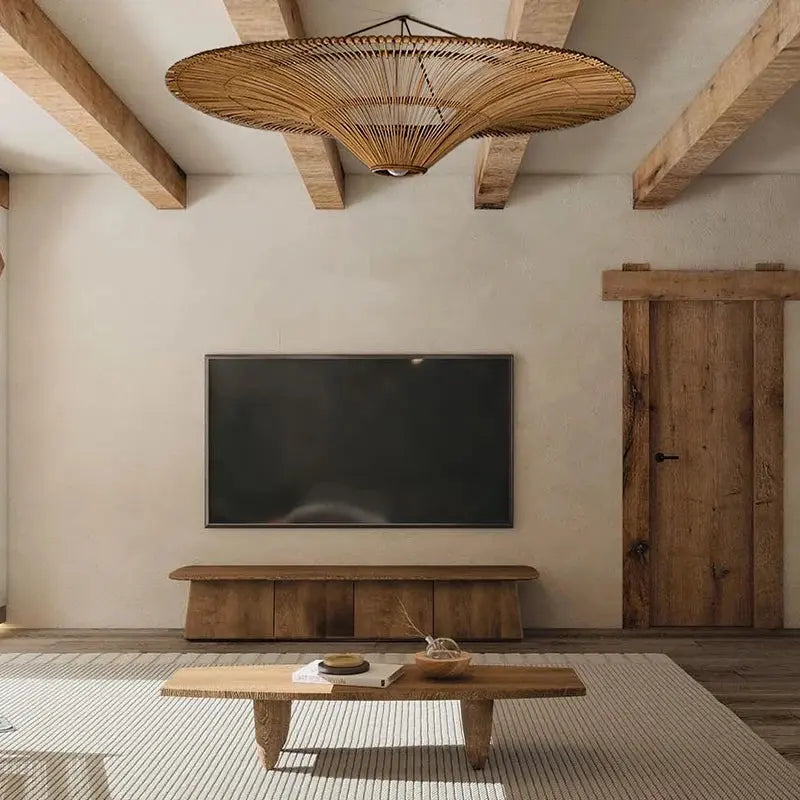 Mika – Handmade Round Japanese Rattan LED Pendant Light for Minimalist Interiors Monalume