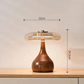Julius – Mushroom-Style Glass and Walnut LED Table Lamp for Elegant Living Spaces Monalume