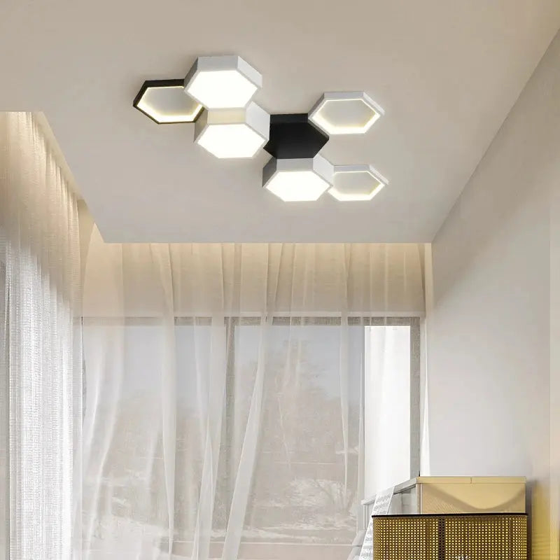Finn – Modern Honeycomb Dimmable LED Ceiling Lamp for Stylish Ambient Lighting Monalume
