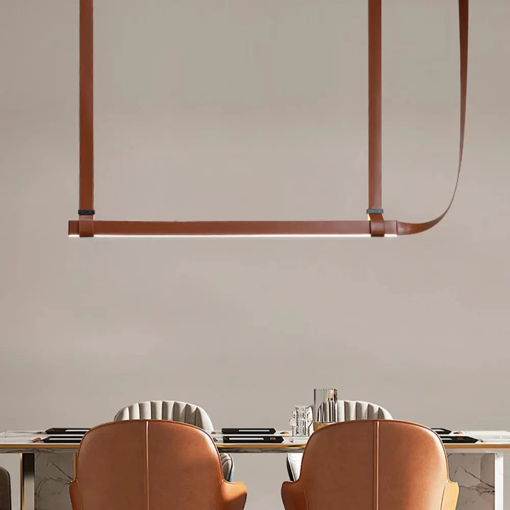 Verdandi – Minimalist Dimmable LED Pendant Light with Leather Belt Design for Dining Tables and Bars Monalume.com