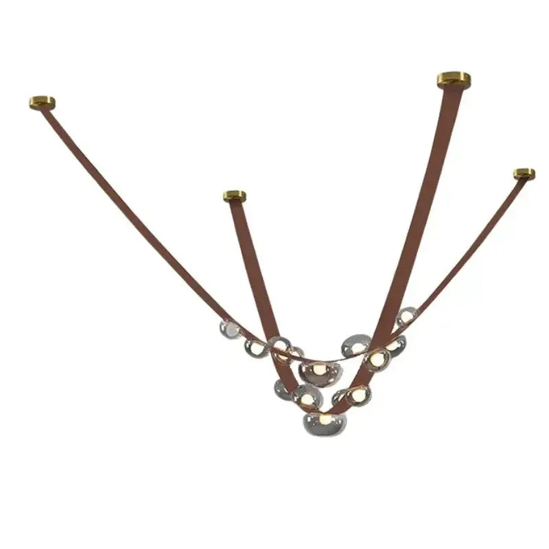 Krystof – Nordic Dimmable LED Pendant Light with Glass Shade and Leather Belt Suspension Monalume.com