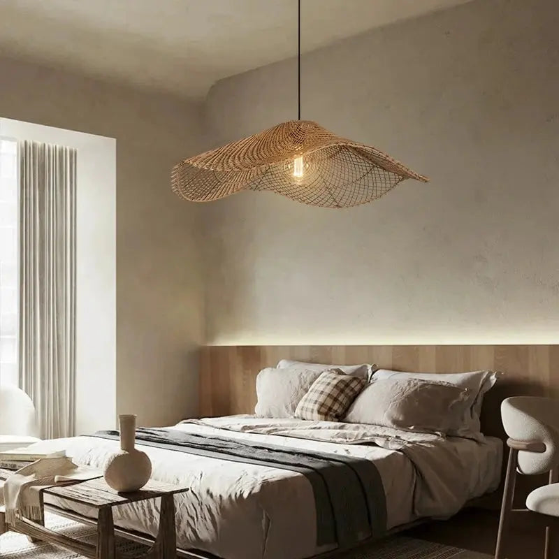 Lyra – Hand-Knitted Rattan LED Pendant Light for Cozy, Natural Decor Monalume