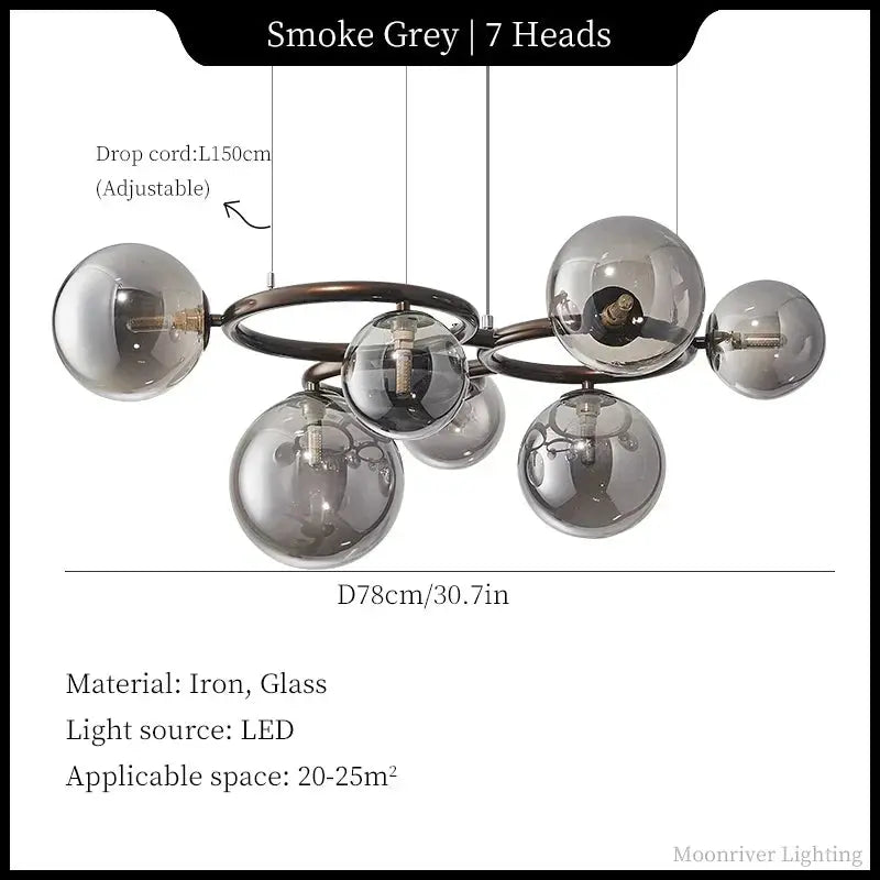 Leif – Modern Glass Ball LED Pendant Light for Dining Tables and Bars Monalume.com