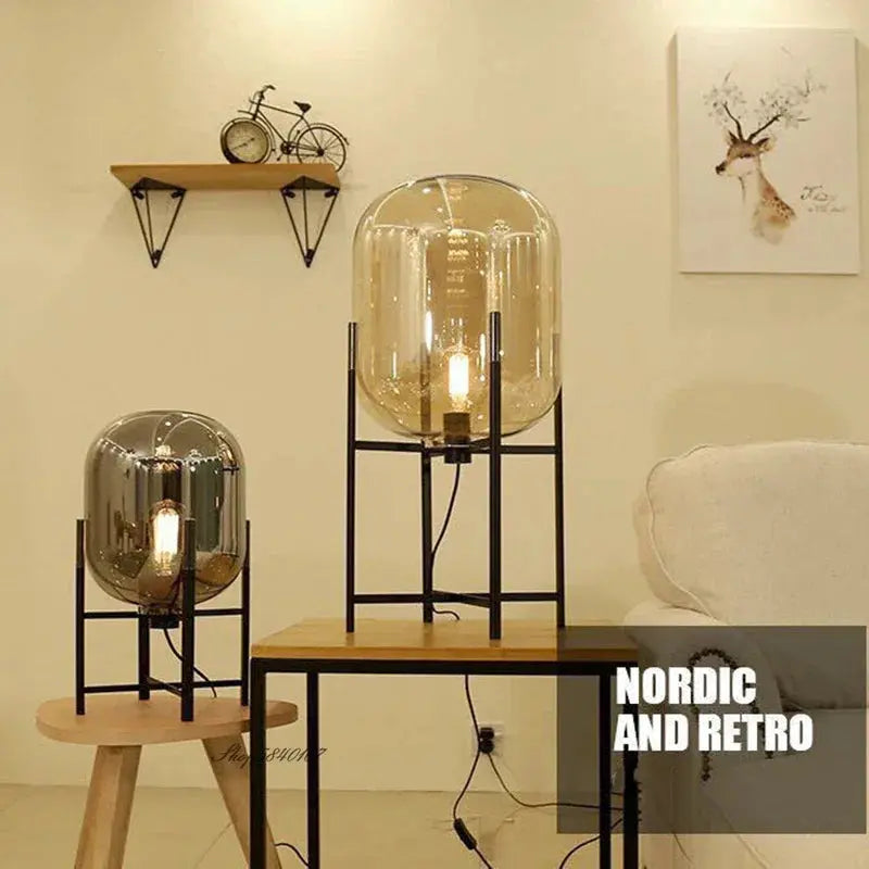 Hermann – Nordic Large Glass LED Table and Floor Lamp for Cozy Spaces Monalume