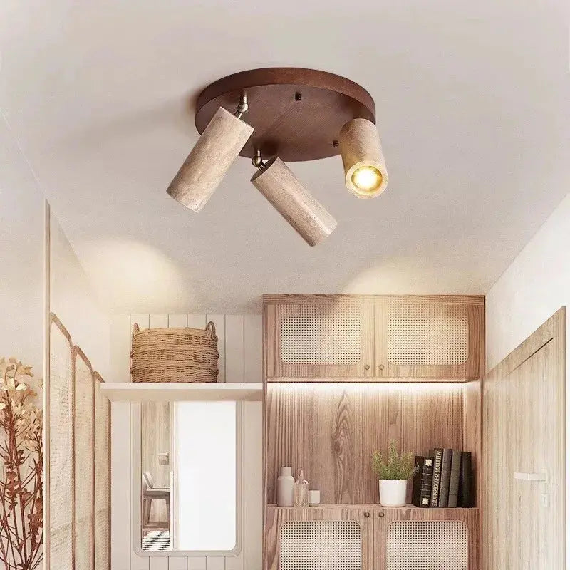 Japandi Travertine Triple Spot LED Ceiling Lamp – Nobu Lampasa.com