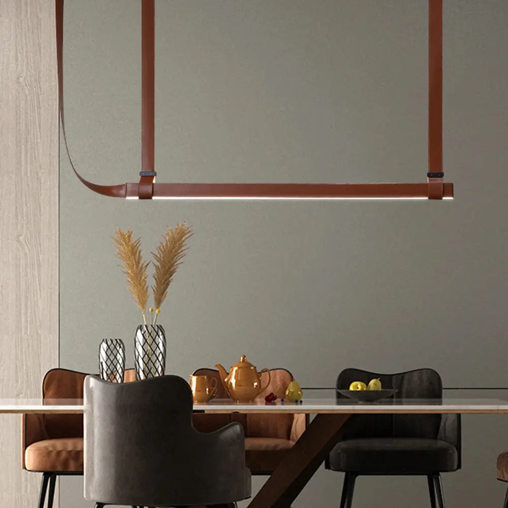 Verdandi – Minimalist Dimmable LED Pendant Light with Leather Belt Design for Dining Tables and Bars Monalume.com