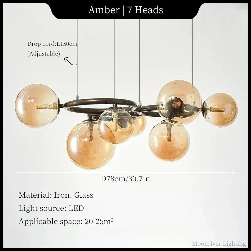 Leif – Modern Glass Ball LED Pendant Light for Dining Tables and Bars Monalume.com