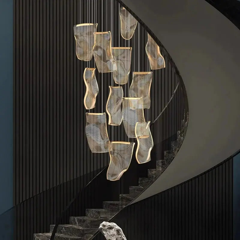 Caelia – Luxury Elegant Modern Dimmable LED Staircase Chandelier Lampasa.com