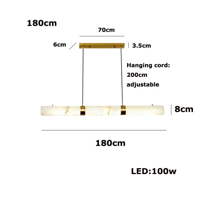 Albert – Dimmable Linear LED Pendant Light with White Alabaster Marble Design for Dining Tables and Bars Monalume.com