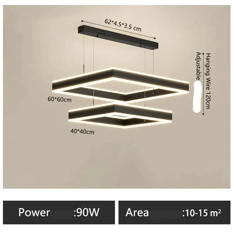 Zerel – Scandinavian Elegant Modern Square Dimmable LED Pendant Lamp Lampasa.com