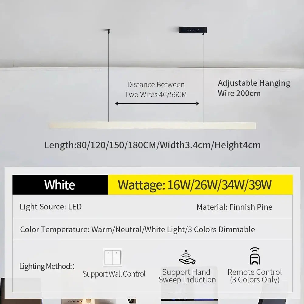 Einar – Dimmable Smart LED Pendant Light with Wooden Design and Sweep Sensor (Black & White Edition) Monalume.com