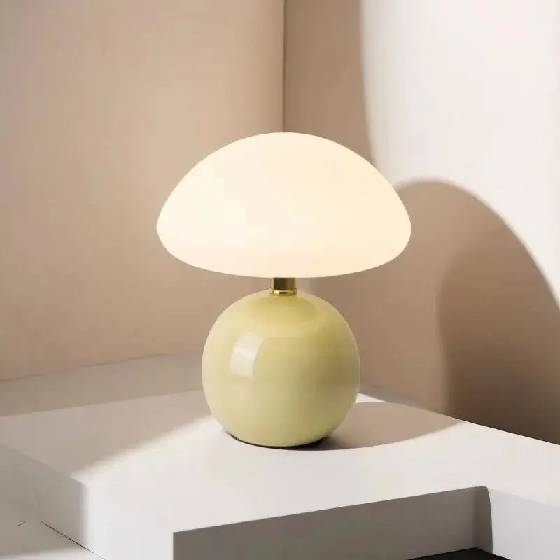Tora – Small Ceramic LED Table Lamp in Modern Mushroom Design Lampasa.com