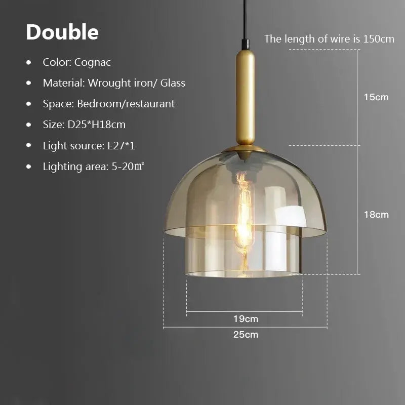 Selene – Modern Amber Glass LED Pendant Lamp Lampasa.com
