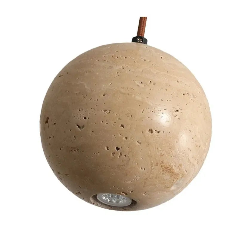 Lennart – Round Cave Stone Sphere LED Pendant Lamp for Natural, Sculptural Lighting Monalume