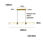 Albert – Dimmable Linear LED Pendant Light with White Alabaster Marble Design for Dining Tables and Bars Monalume.com