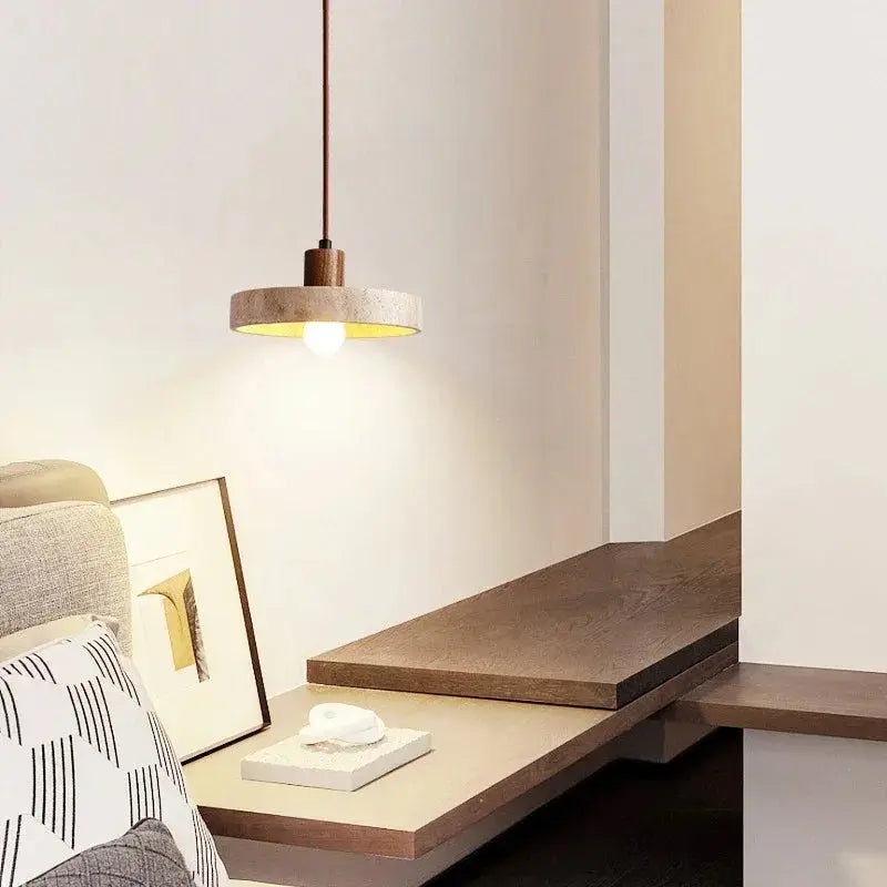 Oskar – Natural Stone & Wood LED Pendant Lamp Lampasa.com