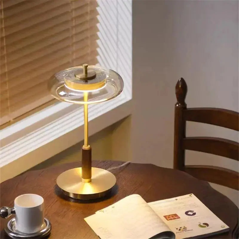 Valora – Elegant Gold Modern Glass LED Table Lamp Lampasa.com